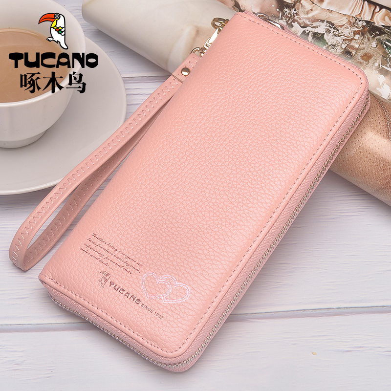 Authentic Woodpecker Women's Wallet Long Style Phone Bag 2026 New Model Cowhide Zipper Genuine Leather Clutch Handbag for Women