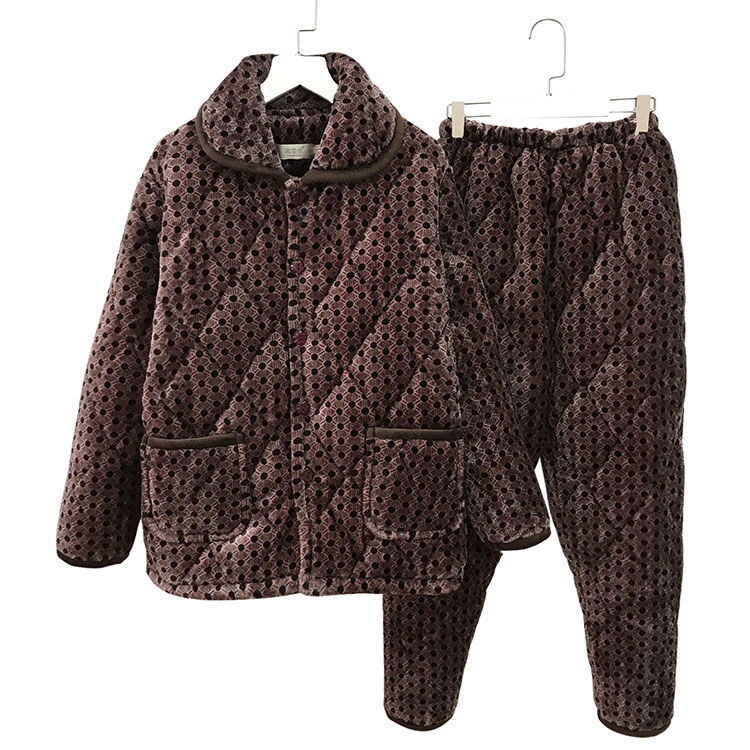 Mùa đông bà già đồ ngủ dày áo khoác cotton ấm áp ông bà già mẹ flannel dịch vụ nhà bộ mặc nhà đẹp