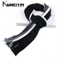 -Mens scarf Winter Knit stripe young man with handsome-