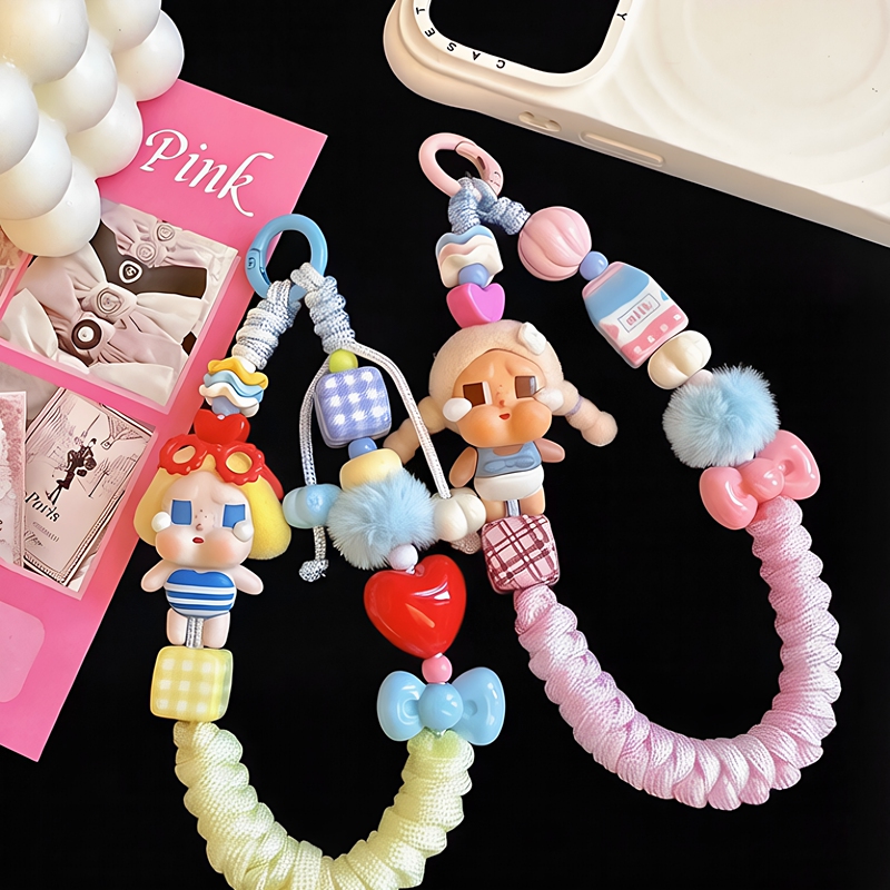 Crying Baby Dimoo Modified Cute Baby Woven Rope Phone Chain Original Handmade Keychain Gift for Girls and Best Friends Cute Gift
