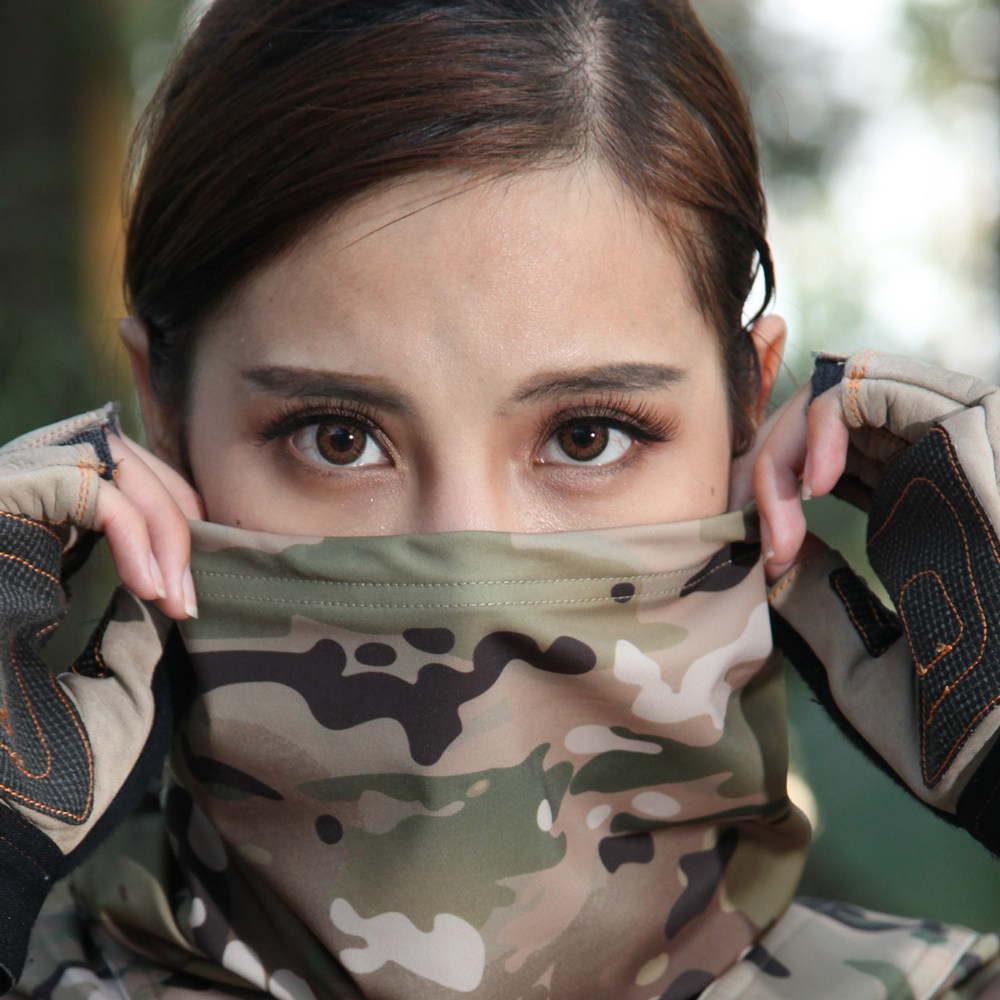 Chief MC camouflares protective tactical surrounding neck mask outdoor riding mountaineering hiking speed dry ice silk neck cover sunscreen