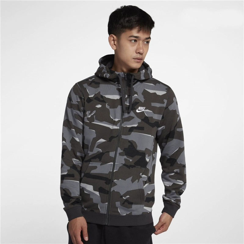 Nike nam thể thao hàng đầu áo khoác có mũ trùm đầu đơn giản ngụy trang cộng với nhung để giữ ấm AQ0597 AJ3386 - Áo khoác thể thao / áo khoác