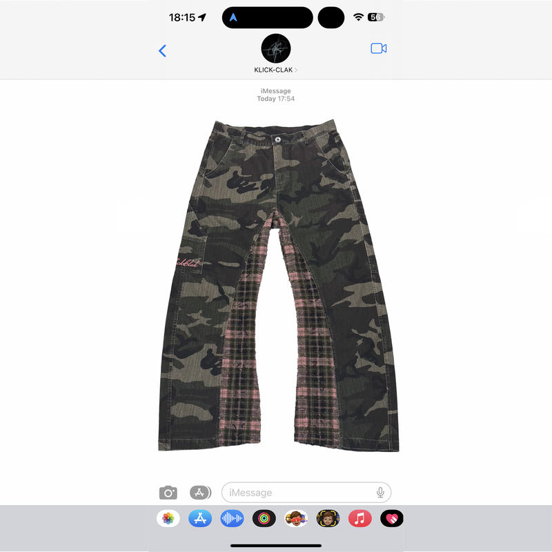 Klickclak Washed Vintage Camouflage Patchwork Pink Plaid Streetwear Scimitar Cargo Pants Autumn