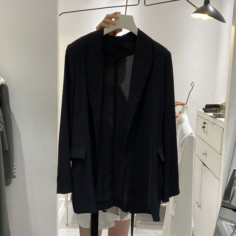 TRẮNG Hàn Quốc phiên bản của vành đai loose-fitting 100 gói phụ nữ đầu dài ngang lưng 2020 mùa hè váy mới với mỏng dài tay phù hợp với áo khoác