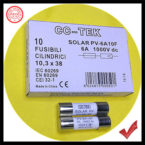 CC-TEK junction box fuse PV 6A 1000V PV6A10F 10x38mm fuse tube melt core
