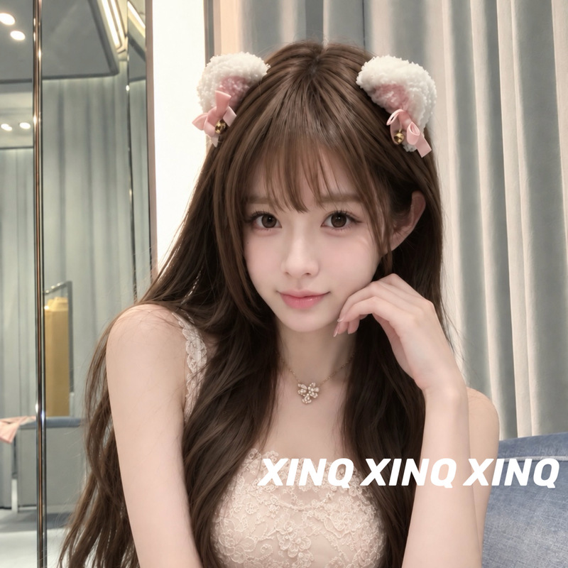 Xinq Sweet Girl Plush Ears Little Panda Kawaii Photo Atmosphere Wiggle-Ear Hair Clip Side Clip