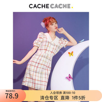 CacheCache Tandem Dress Woman Retro Style Court Style Palace Wind Designer Small Crowddress Slim-skinny Hip Skirt