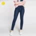 Cache mẫu mùa thu và mùa đông quần lọt khe thời trang hoang dã màu xanh đậm skinny wash quần jeans chân nữ Quần jean