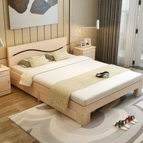 Bed with mattress 1 5 adults one meter bed sheet 1 2 meters fabric bed One meter five simple solid wood double 1 meter 5