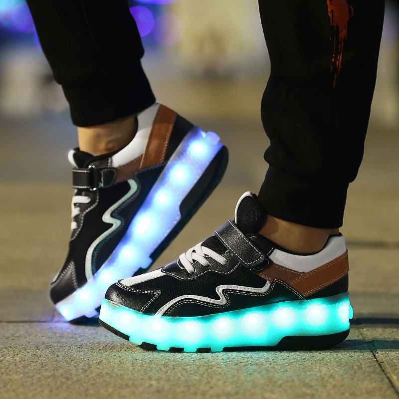 Summer Breathable Deformation Shoes Charging Children Shoes Flash Shoes Flash Shoes Boys Children Single Wheels Skating Shoes Wheels Skates