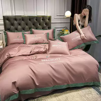 Light luxury four-piece cotton cotton autumn and winter quilt cover ethnic style 80 long staple cotton sheet kit bedding