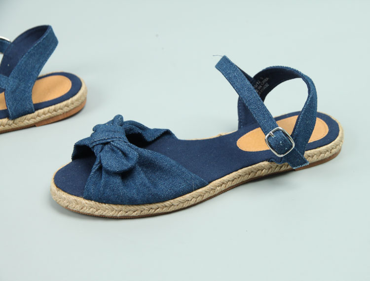 Mùa hè phong cách mới nơ cá miệng phẳng dép ngư dân sneakers rỗng sandal fila