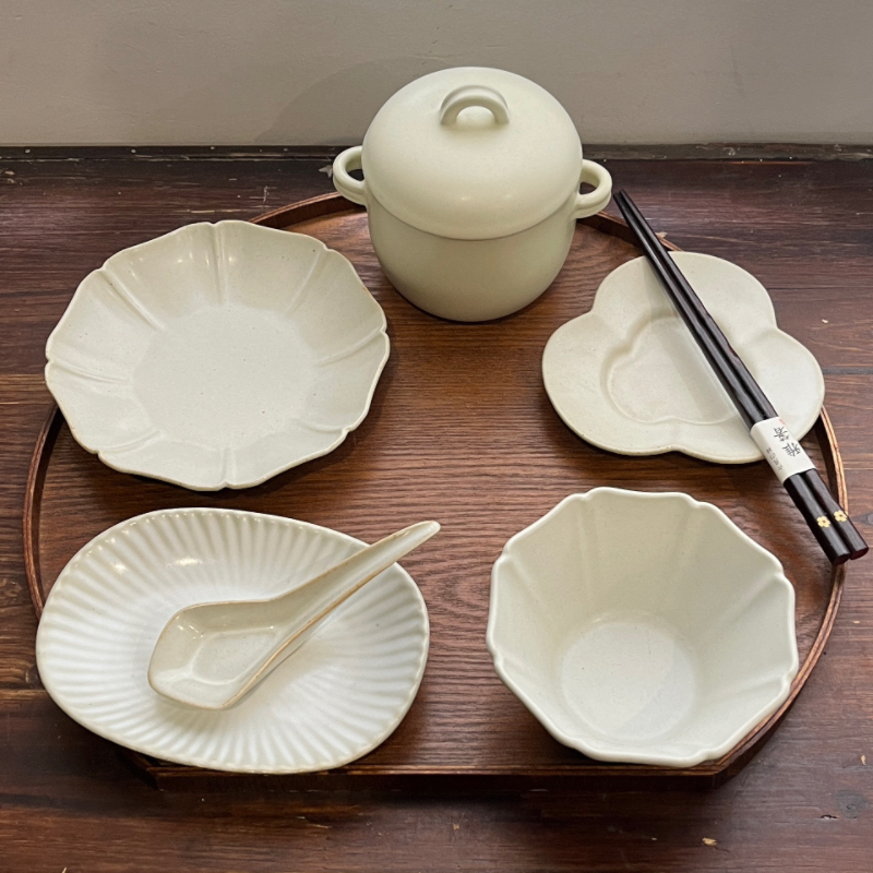 Man Life Boss Lady's All-Floral One-Person Meal Set Kindergarten Dining Club Tableware Set Bowl and Plate Combination