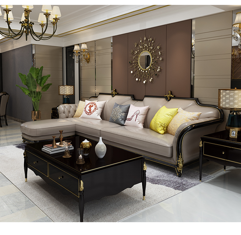 gỗ Mỹ sáng da cao cấp sofa góc da bò Pháp monolith Continental sofa phòng khách - Ghế sô pha ghế sofa cao cấp
