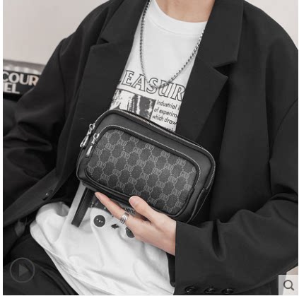 Hong Kong 2022 casual personality diagonal bag men's and women's backpack handbag trend Korean version men's plaid shoulder bag trend
