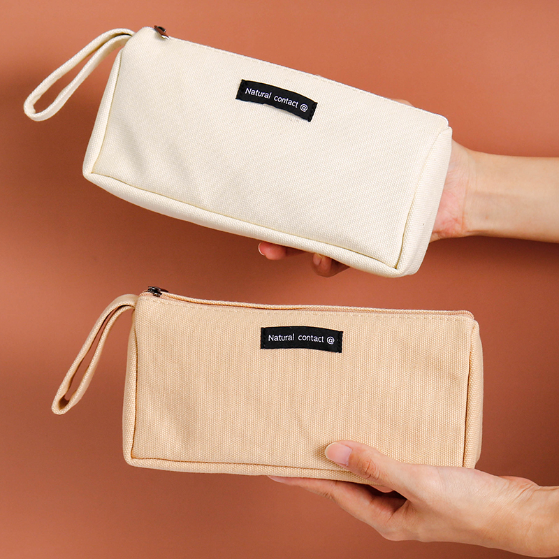 ins day art retro style wind minimalist canvas pen bag large capacity primary and middle school students stationery pencil case pencil case