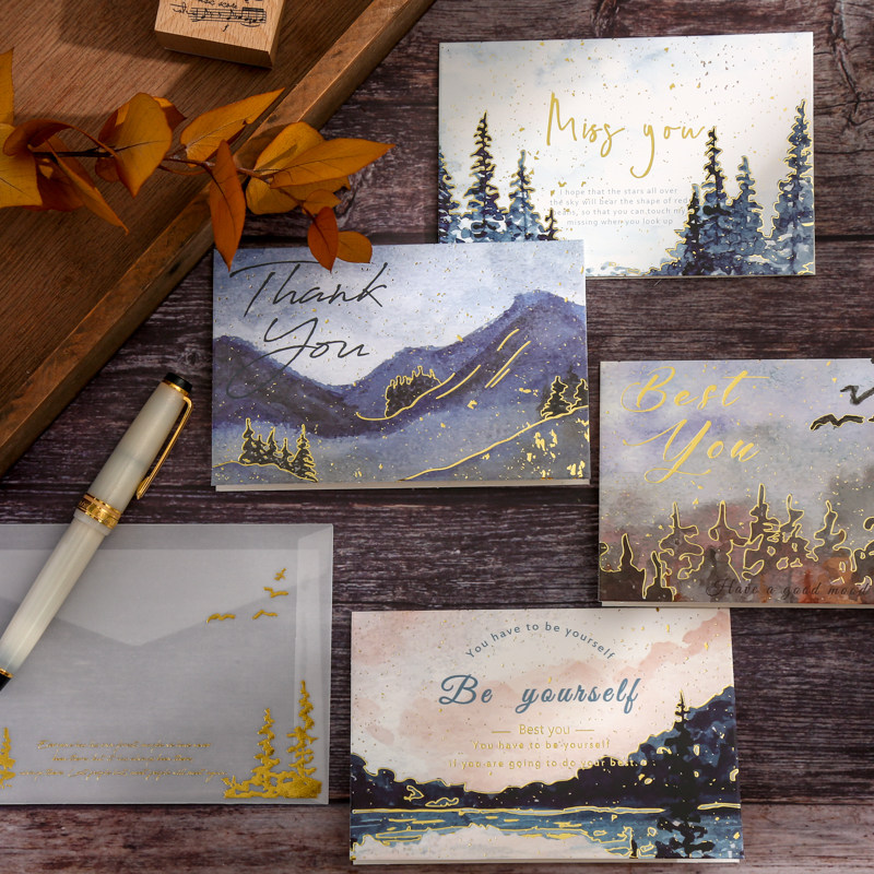 Renaissance gratitude card envelope light luxury account net red in wind stamping blessing message diy card set