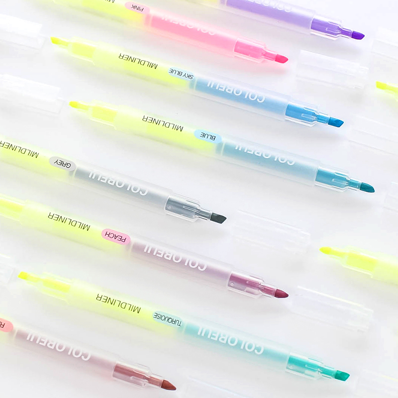 Nifamily stationery brief Bicolor Bicolor Fluorescent Pen Learning Focus Record Number Pen Hand Tent Graffiti Color Pen-Taobao