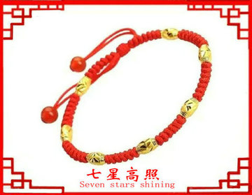 Vòng chân của phụ nữ Dây chuyền vàng 2018 của phụ nữ Dây đai đỏ Dây đan bằng tay Vàng lắc chân vàng pnj