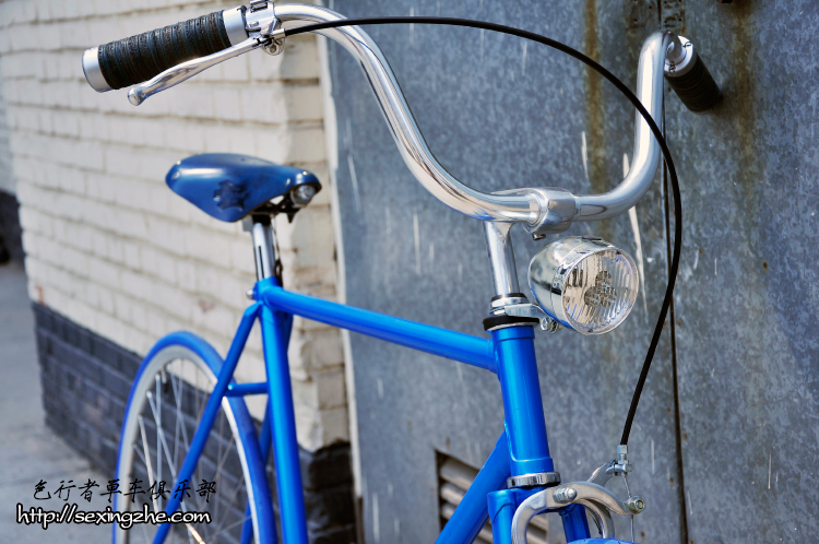 Small Fresh Smurfs Retro Car Single Speed ​​Dead Speed ​​Car Full Leather Seat Leather Grip Sleeve Brazing Limited Edition