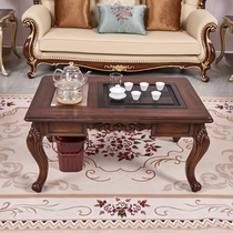European tea table and chair Tea set Balcony tea table Solid wood carving Kung Fu low tea table Office tea table