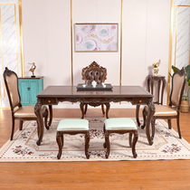 European solid wood desk Office desk American study Desktop computer table and chair set combination furniture Home writing desk