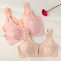 Middle-aged and elderly cotton bra without steel ring Full Cup thin front buckle vest bra large size mother underwear female