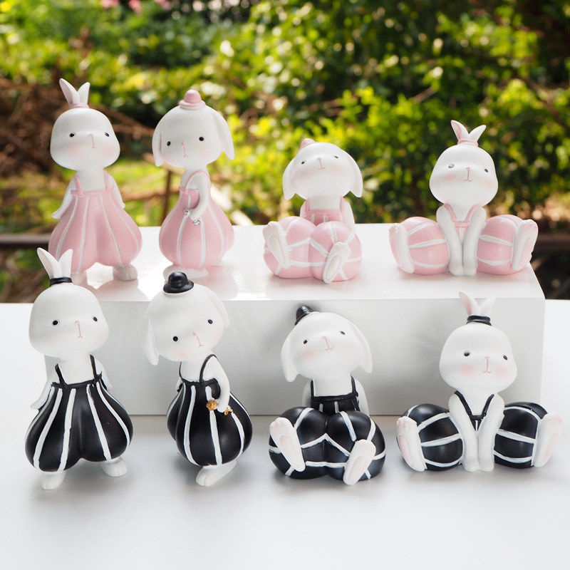 Healing department Rabbit small ornaments ins Creative cute car decorations Car office desktop decoration