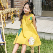 Mùa hè 2020 cô gái mới jumpsuit cotton in cô gái váy vest vàng váy trong sự thoải mái của váy trẻ em.