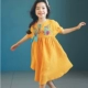 Quần áo mùa hè 2018 cho bé gái Hàn Quốc đầm cotton ngắn tay thêu dân tộc trong váy bé trai cotton lớn