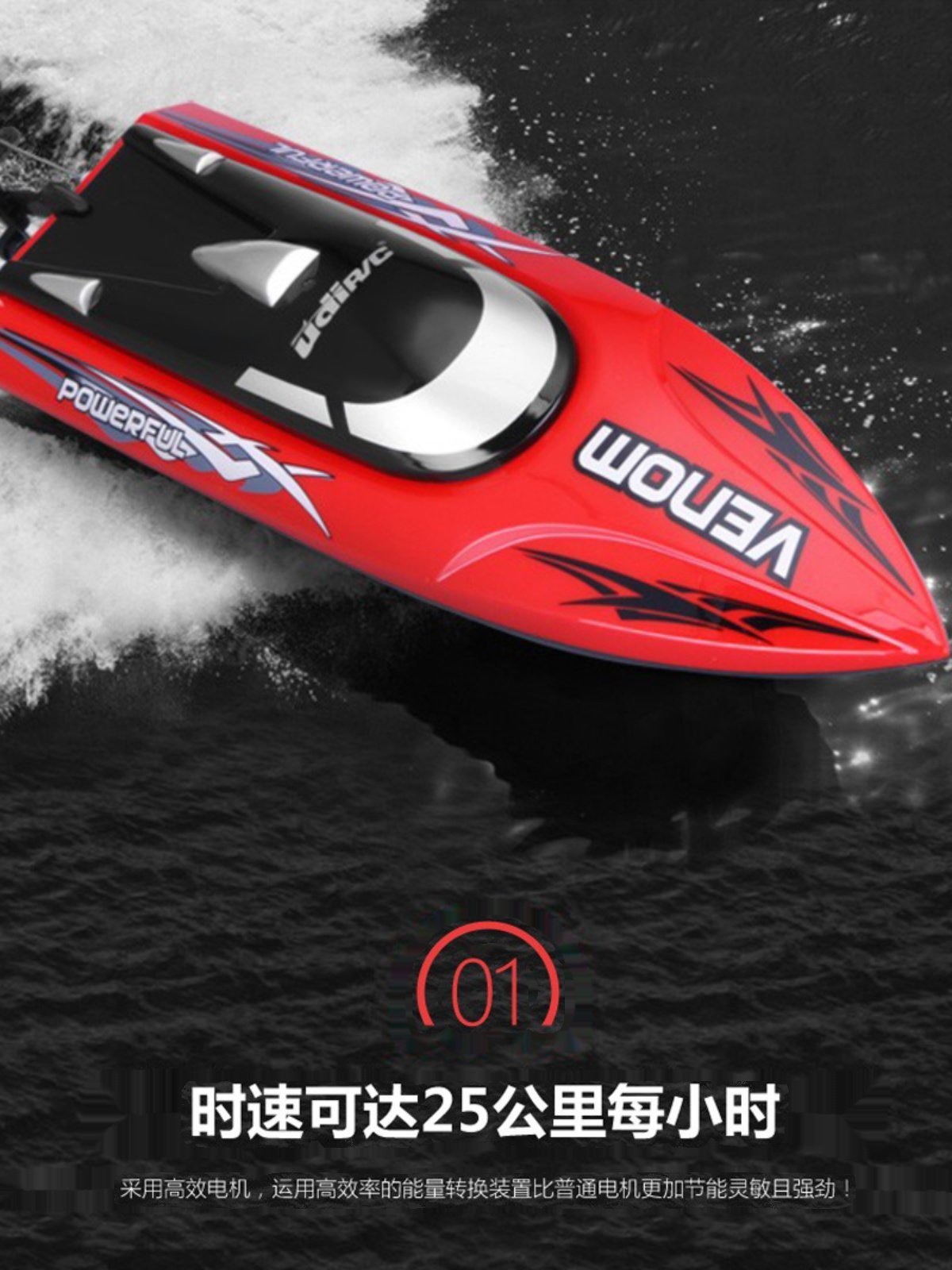 Youdi Children's Toy Rechargeable Large Remote Control Boat Waterproof High-Speed Speedboat Can Be Launched into the Water Ship Model for Boys