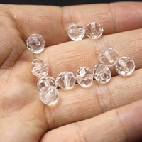 Бусины секционные плоские стеклянные - прозрачные белые 10мм, около 60 шт.