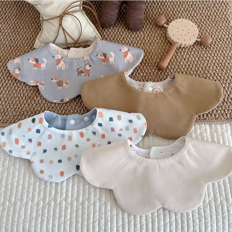 Ins Korean new style cotton soft baby bib baby saliva towel waterproof double-sided saliva pocket bib 0-2