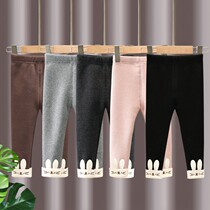 Girls leggings plus velvet spring and autumn winter one velvet wear baby slim pants childrens winter pants autumn wear