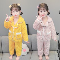 3 girls pajamas Princess autumn and winter clothes foreign atmosphere 6 years old 5 baby girl 4 Arctic velvet thick warm home clothing 2 sets 1
