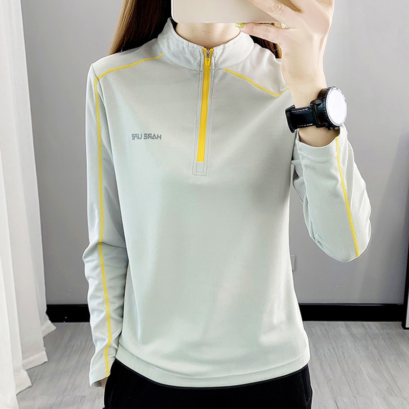 Outdoor Speed Jersey Woman Long Sleeve Sports Fitness Hiking Mountaineering Running Hiking Blouse Spring Summer Suit Upright t-shirt-Taobao