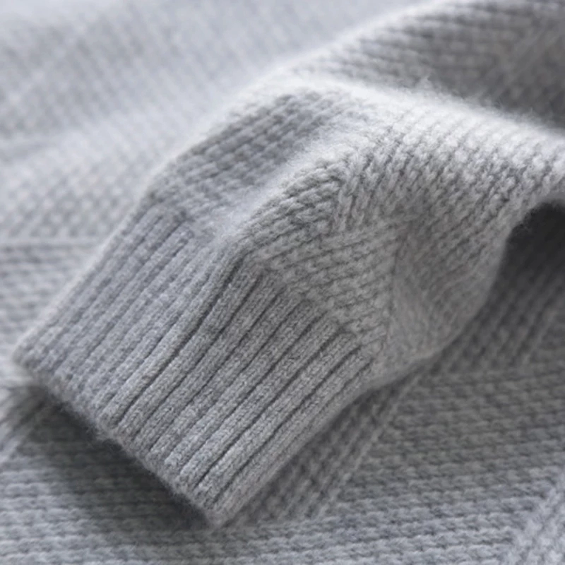 Áo len cashmere nam mới 100% nguyên chất cashmere cổ tròn dày nửa cổ áo len cao cổ 9026 - Áo len Cashmere