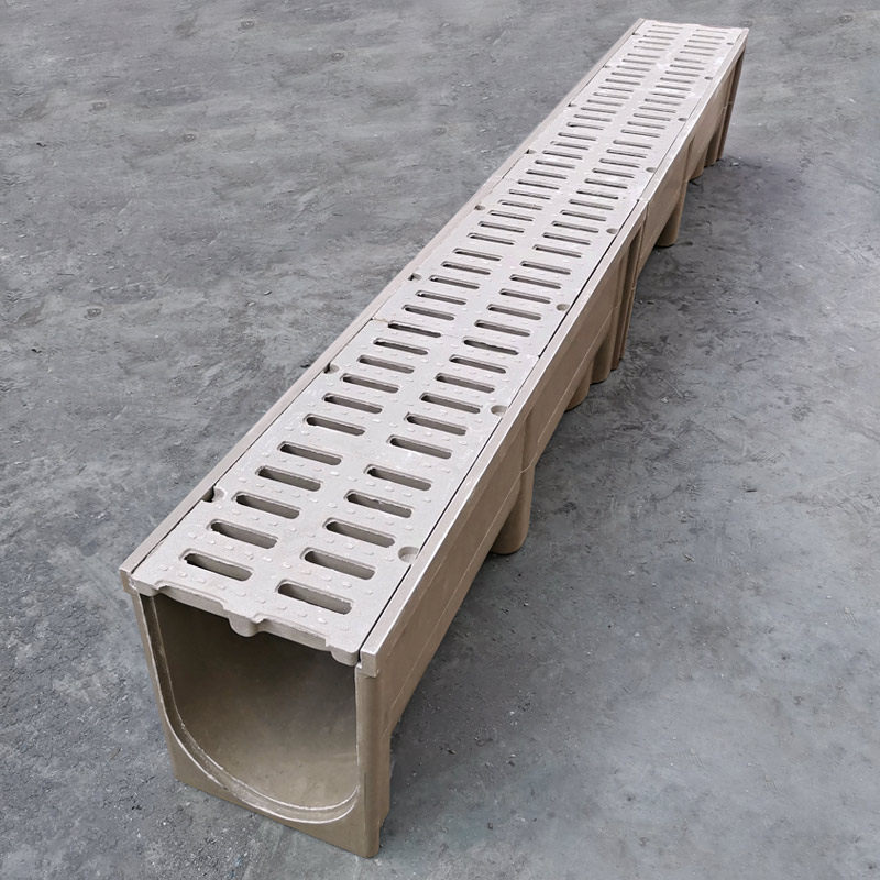 Finished Resin Concrete Drainage Ditch U Groove Linear Stainless Steel Grid Cover Plate Drain Sink Up 10 m