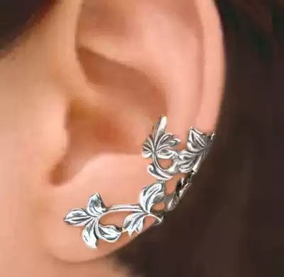 American brand Earcuff exquisite hand-made trend atmospheric fashion sterling silver spring leaf earrings ear clip