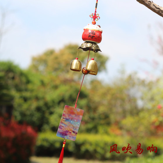 Lucky Cat Wind Chimes Shop Door Bell Hanging Door Decoration Copper Bell Pendant Creative Gift Home Decoration Lucky Fortune