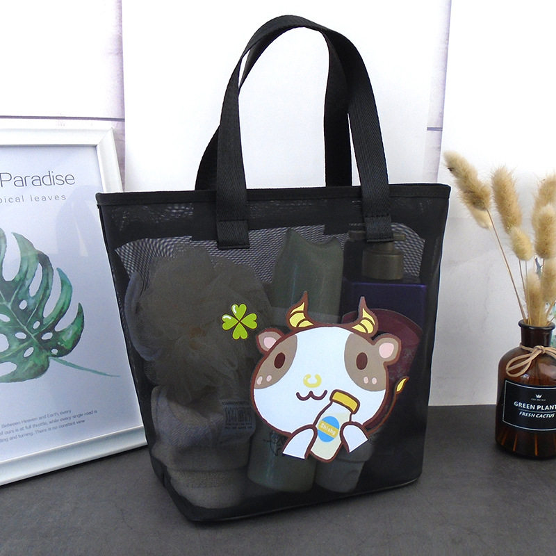 Mesh bath bag women's large-capacity bath storage bag men's portable bath basket folding bath basket portable wash bag