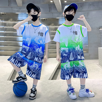 Enfants Basketball Suit Short Sleeve Suit Summer Dress CUHK Child Foreign Air Leave Two Training Clothes Boy Country Wind Speed Dry Jersey Clothes