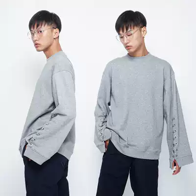 Songlin volcano new products open mold custom metal buckle punk wind loose sleeves men's personality independent loose sleeve sweater
