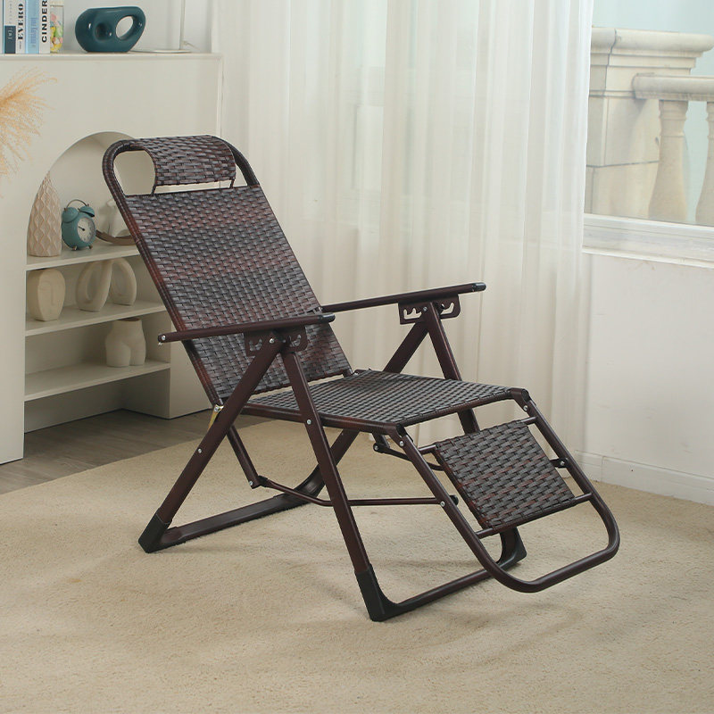 Rattan Reclining Chair Folding Lunch Break Balcony Home Casual Leaning Chair Sloppy chair Rattan Chair Winter Summer Dual-use Old Man Backrest Chair