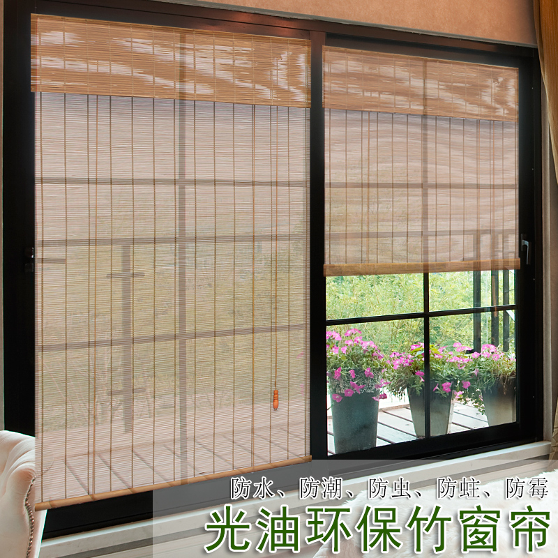 Fine silk varnish Mildew proof moth proof Tea club study room Chinese shade partition window Transparent and transparent bamboo curtain Bamboo roller curtain