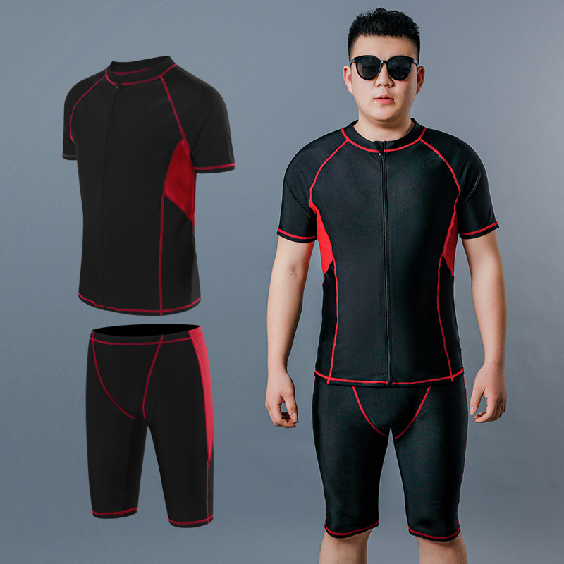 Large size for men's diving suit GFat swimwear clothes Fat Man Two style two-piece style 300 catty short sleeves 50% Pants Jellyfish