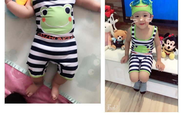 Đồ bơi cho bé trai Bé Baby Siamese Split Cartoon Boy Mũ bơi đồ bơi cho be gái 8 tuổi