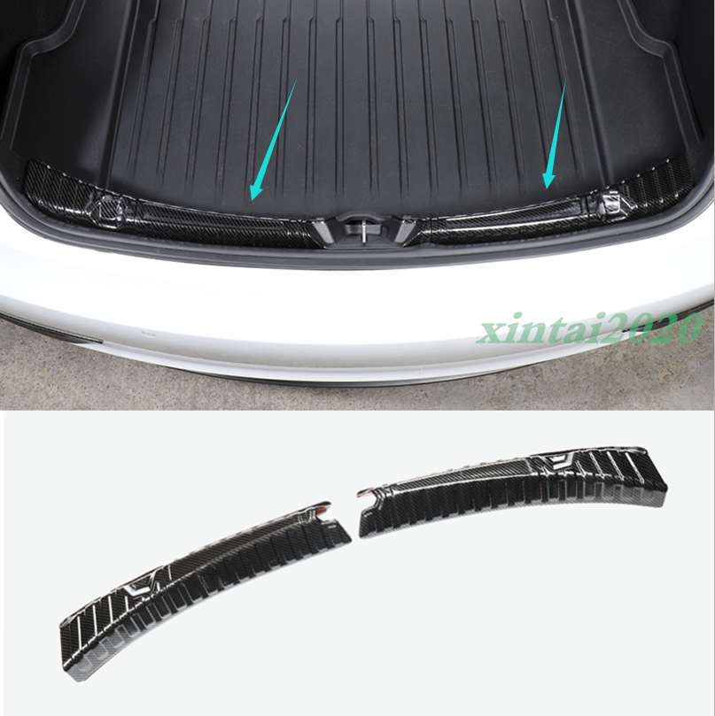 for Tesla Model 3 X Y S Trunk Sill Plate Tail Trim Guard Anti Scrape Logo Sticker Cover Auto Styling Accessories Car Carbon Fiber Rear Bumper Protector