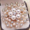 Accessories Snowflake Pearl Brooch Flower Corsage Pin