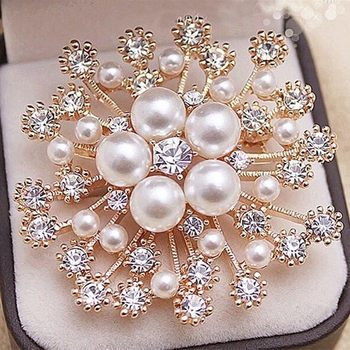 Accessories snowflake pearl brooch flower corsage pin